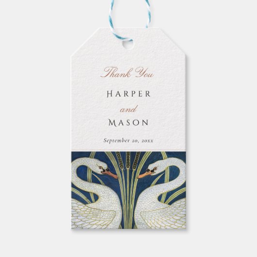 Regal Swan Pair Bruiloft Gift Label Cadeaulabel (Voorkant)