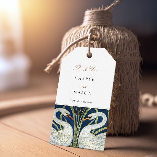 Regal Swan Pair Bruiloft Gift Label Cadeaulabel