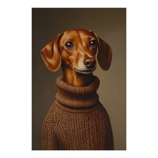 Regal Teckel in een Turtleneck Foto Afdruk (Voorkant)