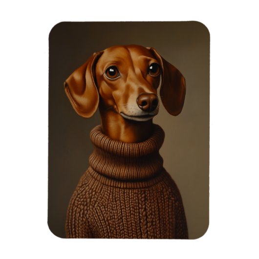 Regal Teckel in een Turtleneck Magneet (Verticaal)