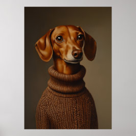 Regal Teckel in een Turtleneck Poster