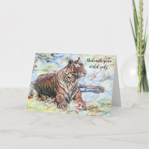 Regal Tiger Colorful Swirls Retirement Kaart