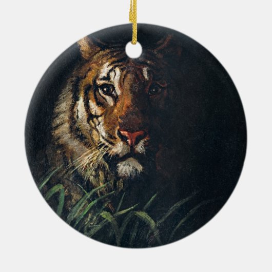 Regal Tiger Gaze - Retro Art Ornament (Achterkant)