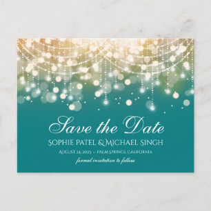 Regal Turquoise en Gold Bokeh Lights Briefkaart