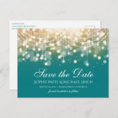 Regal Turquoise en Gold Bokeh Lights Briefkaart (Voorkant / Achterkant)