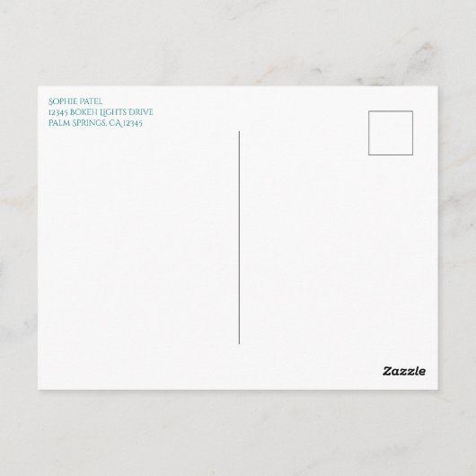 Regal Turquoise en Gold Bokeh Lights Briefkaart (Achterkant)