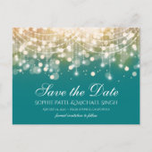 Regal Turquoise en Gold Bokeh Lights Briefkaart (Voorkant)