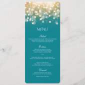 Regal Turquoise en Gold Bokeh Lights Menu (Voorkant)