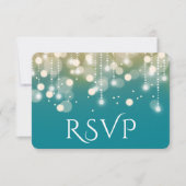 Regal Turquoise en Gold Bokeh Lights RSVP (Voorkant)