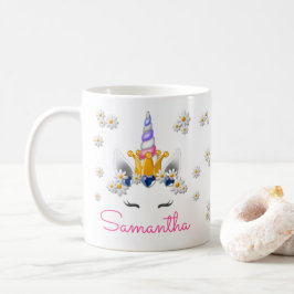 Regal Unicorn Princess Crown Rhinestones & Daisies Koffiemok