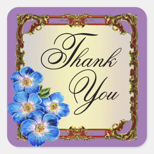 Regal Victoriaans Bloemen Favor | PAARSE Vierkante Sticker (Voorkant)