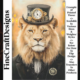 Regal Victoriaans Steampunk Lion Black AB8 Decoupa Tissuepapier