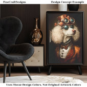 Regal White Steampunk Poedel Hond AX6 Decoupage Tissuepapier