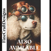 Regal White Steampunk Poedel Hond AX6 Decoupage Tissuepapier