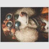 Regal White Steampunk Poedel Hond AX7 Decoupage Tissuepapier (Voorkant)