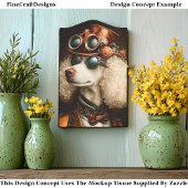 Regal White Steampunk Poedel Hond CT8 Decoupage Tissuepapier