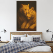 Regal White Tigers – Classic Fine Art Golden Portr Canvas Afdruk (Insitu (Slaapkamer))