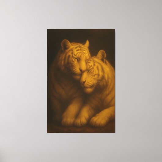 Regal White Tigers – Classic Fine Art Golden Portr Canvas Afdruk (Voorkant)