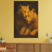 Regal White Tigers – Classic Fine Art Golden Portr Canvas Afdruk (Insitu (Woonkamer))