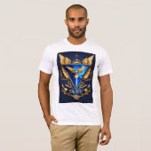 "Regal Wings Diamond: Een Sapphire & Gold Affair d T-shirt (Voorkant volledig)