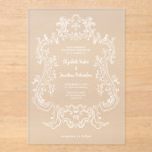 Regal Wit Barok Lijst | Bruiloft Acryl Uitnodigingen (Voorkant)
