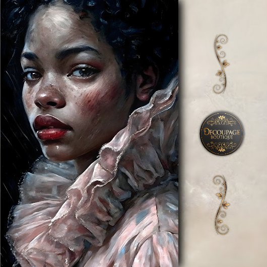 Regal Woman In Ruffled Gown Decoupage Tissuepapier