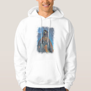 Regal Young Bald Eagle en Moon Painting Hoodie