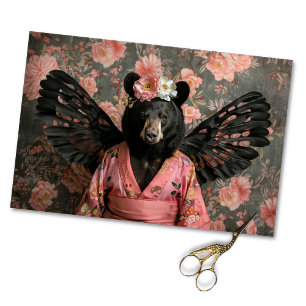 Regal Zwart  Bloemen Beer Decoupage Tissuepapier