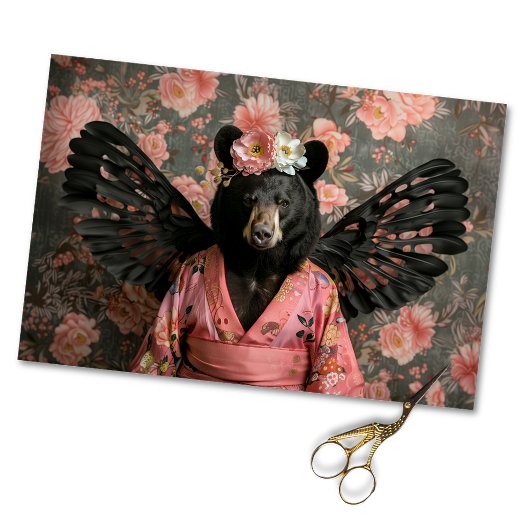 Regal Zwart  Bloemen Beer Decoupage Tissuepapier