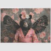 Regal Zwart  Bloemen Beer Decoupage Tissuepapier (Voorkant)