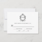 Regal Zwart en Wit | Barok Lijst bruiloft RSVP Kaartje (Voorkant)