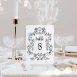 Regal Zwart en Wit |  barok Lijst Kaart<br><div class="desc">Deze elegante en luxe trouwtafel nummerkaarten zijn voorzien van een lijn art lijst met barokstijl. Het ontwerp is zwart-wit. Moderne scriptkalligrafie en klassieke tekst, samen met uw initialen of monogram, maken dit een stijlvolle maar actuele hedendaagse keuze voor uw bruiloft. Zorg ervoor dat u een individuele kaart voor elke tabel...</div>
