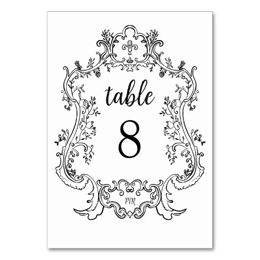 Regal Zwart en Wit |  barok Lijst Kaart (Voorkant)