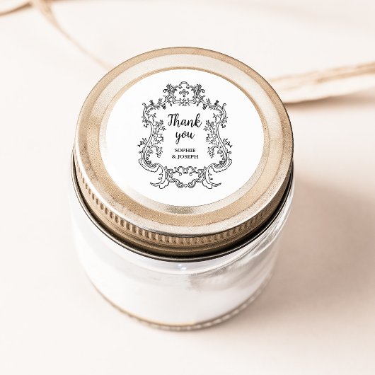 Regal Zwart en Wit |  barok Lijst Ronde Sticker