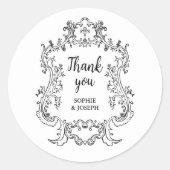 Regal Zwart en Wit |  barok Lijst Ronde Sticker (Voorkant)