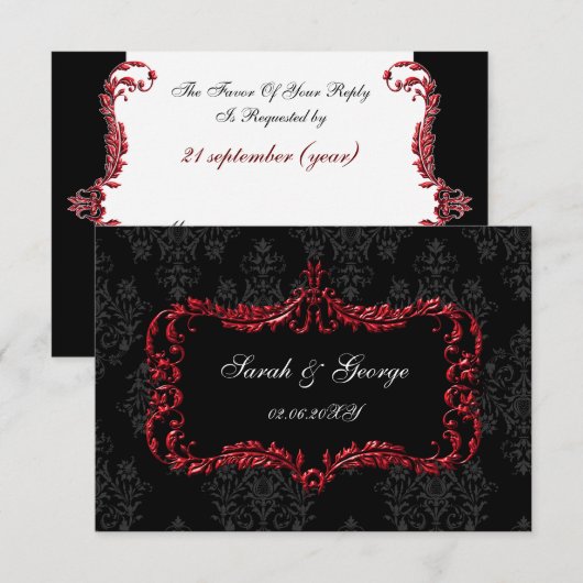 regal zwart rood rsvp kaarten Standaard 3.5 x 5 (Voorkant / Achterkant)