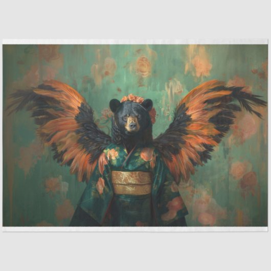 Regal Zwart Rustiek Bloemen Beer Decoupage Tissuepapier (Voorkant)