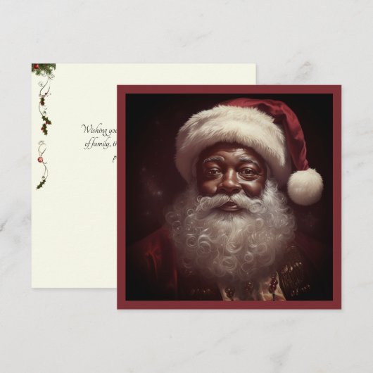 Regal Zwart Santa Wit Baard Santa Hoed Feestdagenkaart (Voorkant / Achterkant)