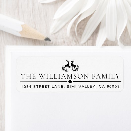 Regal Zwart & Wit Rendier Laurel Wreath Crest Etiket (Insitu)