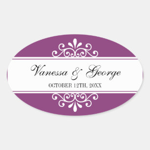 Regal zwirl paarse ovaal uit cadeautas ovale sticker
