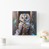 Regale uilen in pastellavendel vierkante klok (Huis)