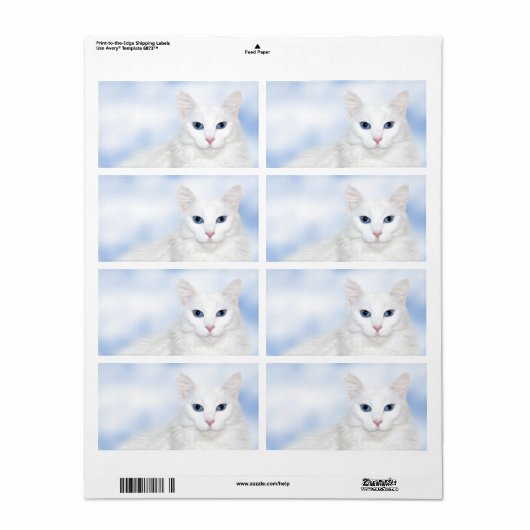 Regale witte kat etiket (Full Sheet)