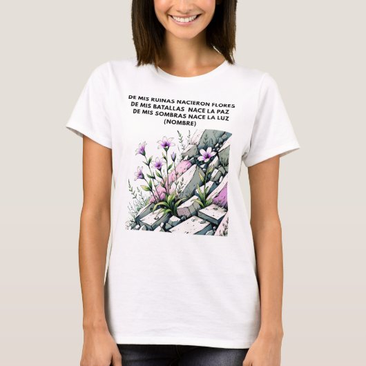 REGALO PERSONALIZADO PARA (NOMBRE) FLORECE RENACE T-SHIRT (Voorkant)