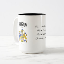 Regan Family Crest, Vertaling & Betekenis Tweekleurige Koffiemok