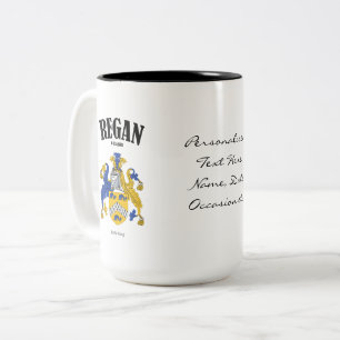 Regan Family Crest, Vertaling & Betekenis Tweekleurige Koffiemok