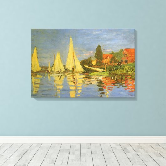 Regatta bij Argenteuil door Claude Monet Canvas Afdruk (Insitu (Houten vloer))