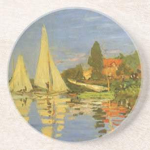 Regatta bij Argenteuil door Claude Monet Zandsteen Onderzetter