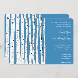 Regatta Blue Birch Tree Wedding Invitations Kaart