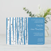 Regatta Blue Birch Tree Wedding Invitations Kaart (Staand voorkant)