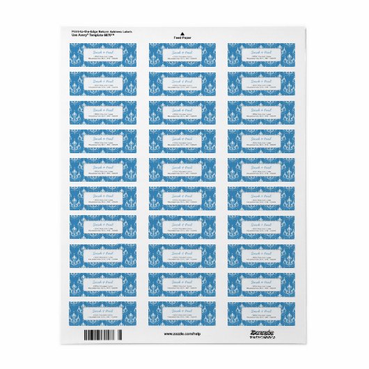 Regatta Blue Chandeliers Return Address Label (Full Sheet)